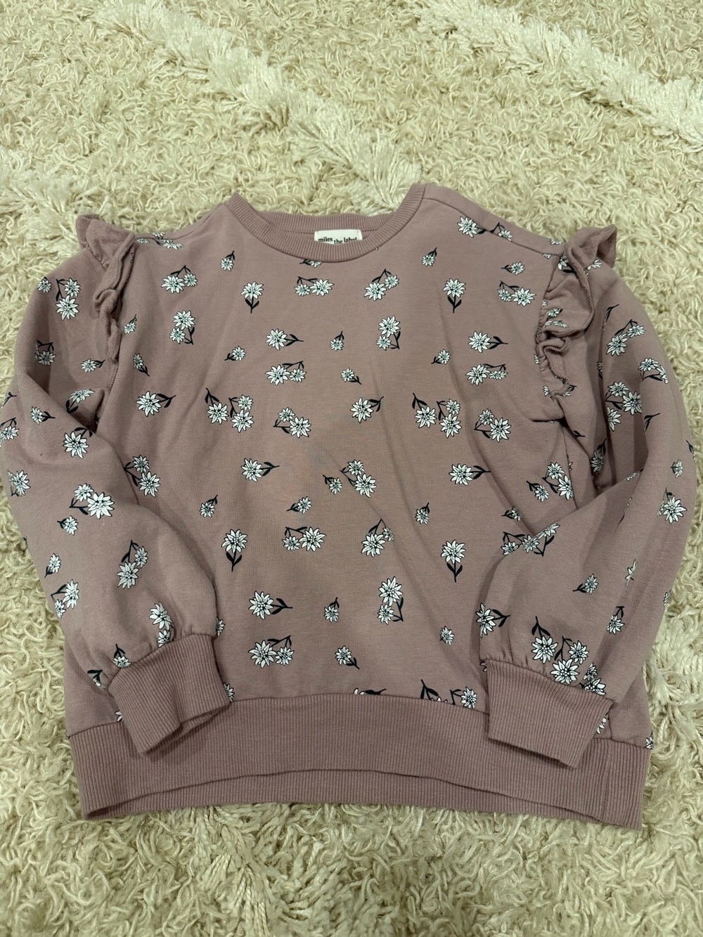 Miles the Label Floral Ruffle Sleeve Sweatshirt